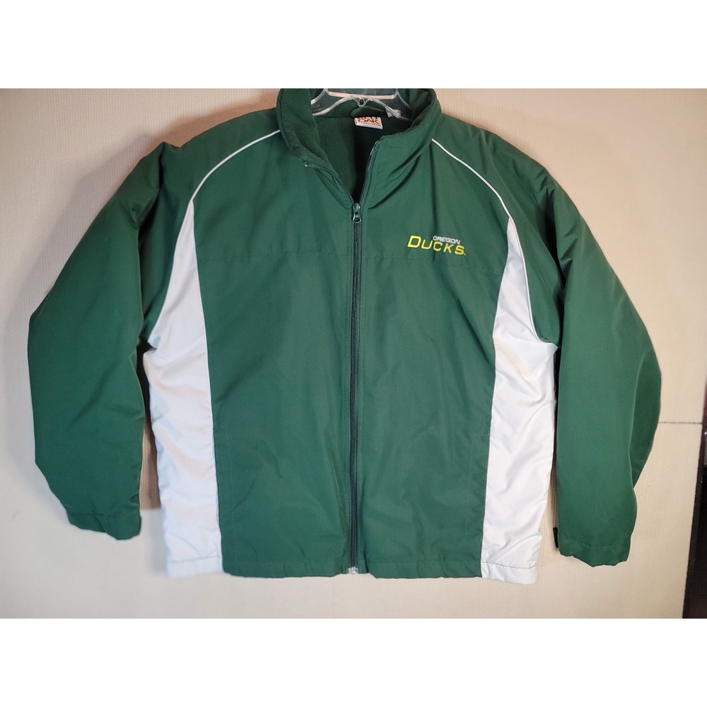 Vintage Oregon Ducks Jacket full Zip fleece linned super clean large logos back